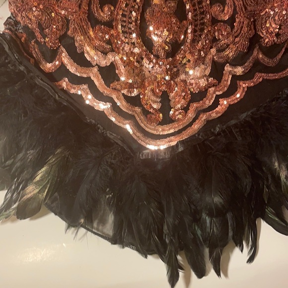 Rose gold open back party dress  if you can sew 🧵 I added the ostrich feathers - Picture 14 of 14